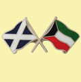 Saltire Kuwait Crossed Country Flags Friendship Enamel Lapel Pin Set x 3