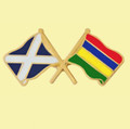 Saltire Mauritius Crossed Country Flags Friendship Enamel Lapel Pin Set x 3