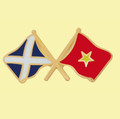 Saltire Vietnam Crossed Country Flags Friendship Enamel Lapel Pin Set x 3