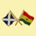 Saltire Ghana Crossed Country Flags Friendship Enamel Lapel Pin Set x 3