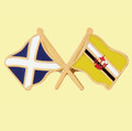Saltire Brunei Crossed Country Flags Friendship Enamel Lapel Pin Set x 3