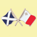 Saltire Malta Crossed Country Flags Friendship Enamel Lapel Pin Set x 3