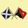 Saltire Papua New Guinea Crossed Country Flags Friendship Enamel Lapel Pin Set x 3
