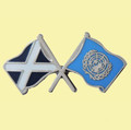 Saltire United Nations Crossed Flags Friendship Enamel Lapel Pin Set x 3