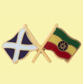 Saltire Ethiopia Crossed Country Flags Friendship Enamel Lapel Pin Set x 3