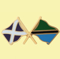 Saltire Tanzania Crossed Country Flags Friendship Enamel Lapel Pin Set x 3