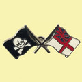 Jolly Roger White Ensign Flags Friendship Enamel Lapel Pin Set x 3