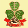 Ireland Green Shamrock Leaf Red Ribbon Enamel Badge Lapel Pin Set x 3