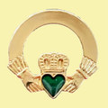 Claddagh Green Heart Enamel Badge Gilt Lapel Pin Set x 3