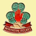 Northern Ireland Green Shamrock Leaf Red Ribbon Enamel Badge Lapel Pin Set x 3