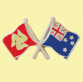 Isle Of Man New Zealand Crossed Country Flags Friendship Enamel Lapel Pin Set x 3
