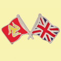 Isle Of Man Union Jack Crossed Country Flags Friendship Enamel Lapel Pin Set x 3