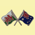 Wales Australia Crossed Country Flags Friendship Enamel Lapel Pin Set x 3