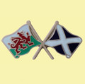 Wales Saltire Crossed Country Flags Friendship Enamel Lapel Pin Set x 3