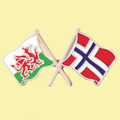 Wales Norway Crossed Country Flags Friendship Enamel Lapel Pin Set x 3