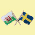 Wales Sweden Crossed Country Flags Friendship Enamel Lapel Pin Set x 3