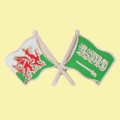 Wales Saudi Arabia Crossed Country Flags Friendship Enamel Lapel Pin Set x 3