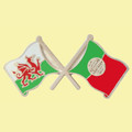 Wales Portugal Crossed Country Flags Friendship Enamel Lapel Pin Set x 3