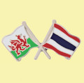 Wales Thailand Crossed Country Flags Friendship Enamel Lapel Pin Set x 3