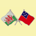 Wales Western Samoa Crossed Country Flags Friendship Enamel Lapel Pin Set x 3