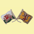 Wales Lion Rampant Crossed Flags Friendship Enamel Lapel Pin Set x 3