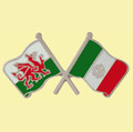 Wales Mexico Crossed Country Flags Friendship Enamel Lapel Pin Set x 3