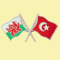 Wales Turkey Crossed Country Flags Friendship Enamel Lapel Pin Set x 3