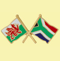 Wales South Africa Crossed Country Flags Friendship Enamel Lapel Pin Set x 3