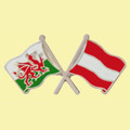 Wales Austria Crossed Country Flags Friendship Enamel Lapel Pin Set x 3