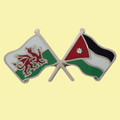 Wales Jordan Crossed Country Flags Friendship Enamel Lapel Pin Set x 3