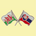 Wales Slovakia Crossed Country Flags Friendship Enamel Lapel Pin Set x 3