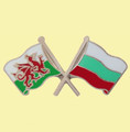 Wales Bulgaria Crossed Country Flags Friendship Enamel Lapel Pin Set x 3