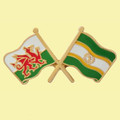 Wales African Union Crossed Flags Friendship Enamel Lapel Pin Set x 3