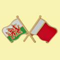 Wales Dubai Crossed Country Flags Friendship Enamel Lapel Pin Set x 3
