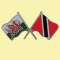 Wales Trinidad Crossed Country Flags Friendship Enamel Lapel Pin Set x 3