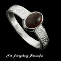 Uyea Celtic Knot Oval Garnet Ladies Sterling Silver Band Ring Sizes A-Q