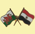 Wales Egypt Crossed Country Flags Friendship Enamel Lapel Pin Set x 3