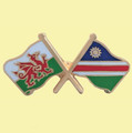 Wales Namibia Crossed Country Flags Friendship Enamel Lapel Pin Set x 3