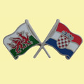 Wales Croatia Crossed Country Flags Friendship Enamel Lapel Pin Set x 3