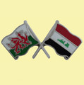 Wales Iraq Crossed Country Flags Friendship Enamel Lapel Pin Set x 3