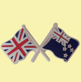 Union Jack New Zealand Crossed Country Flags Friendship Enamel Lapel Pin Set x 3