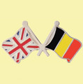 Union Jack Belgium Crossed Country Flags Friendship Enamel Lapel Pin Set x 3
