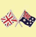Union Jack Australia Crossed Country Flags Friendship Enamel Lapel Pin Set x 3