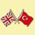 Union Jack Turkey Crossed Country Flags Friendship Enamel Lapel Pin Set x 3