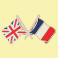 Union Jack France Crossed Country Flags Friendship Enamel Lapel Pin Set x 3