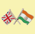 Union Jack India Crossed Country Flags Friendship Enamel Lapel Pin Set x 3