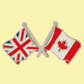Union Jack Canada Crossed Country Flags Friendship Enamel Lapel Pin Set x 3