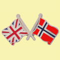 Union Jack Norway Crossed Country Flags Friendship Enamel Lapel Pin Set x 3