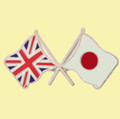 Union Jack Japan Crossed Country Flags Friendship Enamel Lapel Pin Set x 3