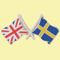 Union Jack Sweden Crossed Country Flags Friendship Enamel Lapel Pin Set x 3
